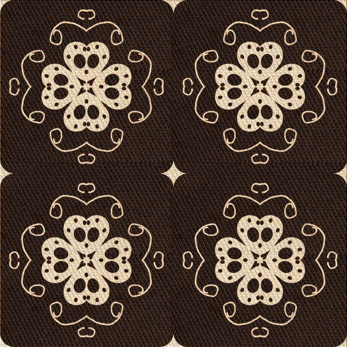 Round Patterned Black Rug, pat2222org