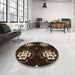 Round Patterned Black Rug in a Office, pat2222org