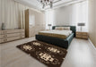 Patterned Black Rug in a Bedroom, pat2222org