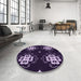 Round Patterned Purple Sage Bush Purple Rug in a Office, pat2222pur