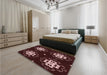 Patterned Chocolate Brown Rug in a Bedroom, pat2222rd