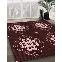 Patterned Chocolate Brown Rug, pat2222rd