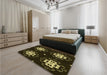 Patterned Black Rug in a Bedroom, pat2222yw