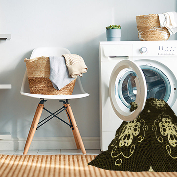 Machine Washable Transitional Black Rug in a Washing Machine, wshpat2222yw