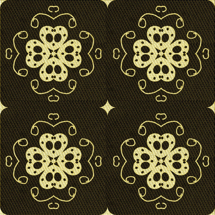 Round Machine Washable Transitional Black Rug, wshpat2222yw