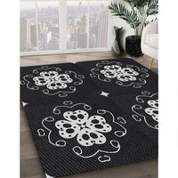 Patterned Black Novelty Rug, pat2222