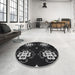 Round Patterned Black Novelty Rug in a Office, pat2222