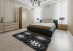 Patterned Black Novelty Rug in a Bedroom, pat2222