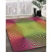 Patterned Pistachio Green Rug, pat2223brn