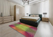 Patterned Pistachio Green Rug in a Bedroom, pat2223brn