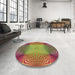 Round Patterned Pistachio Green Rug in a Office, pat2223brn