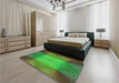 Patterned Neon Green Rug in a Bedroom, pat2223grn