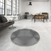 Round Patterned Gray Rug in a Office, pat2223gry