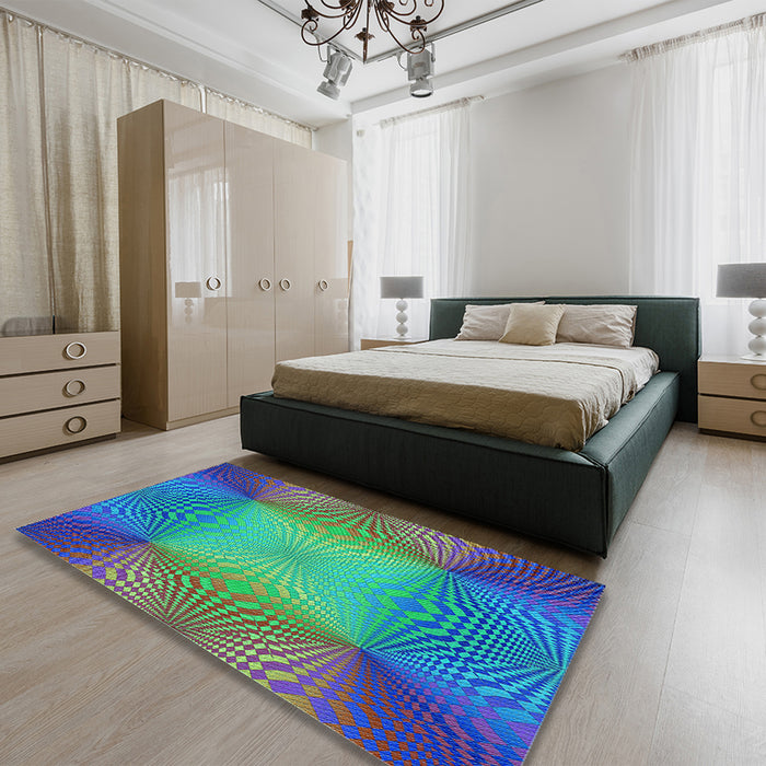 Patterned Deep Periwinkle Purple Rug in a Bedroom, pat2223lblu