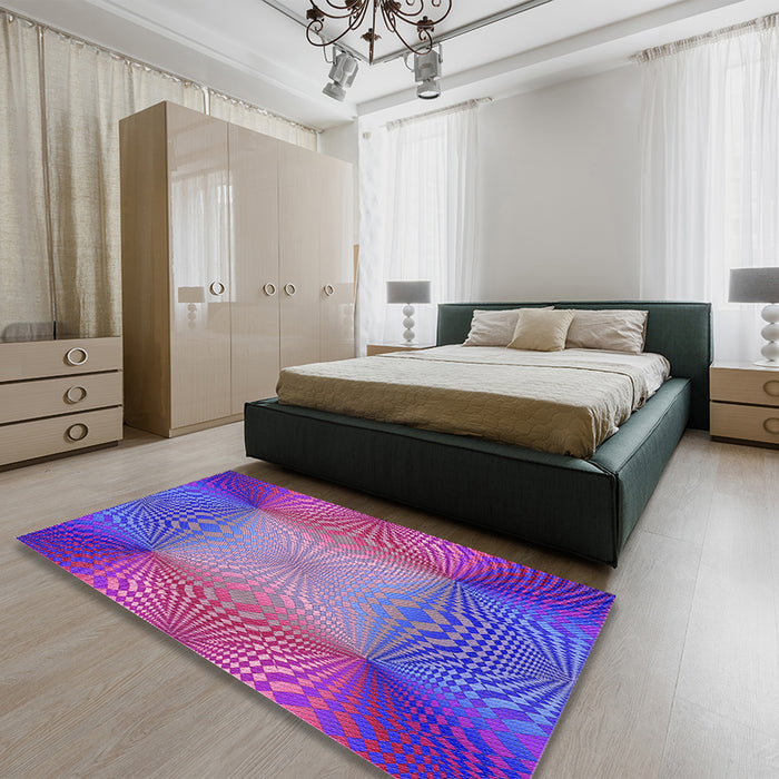 Patterned Medium Purple Rug in a Bedroom, pat2223pur