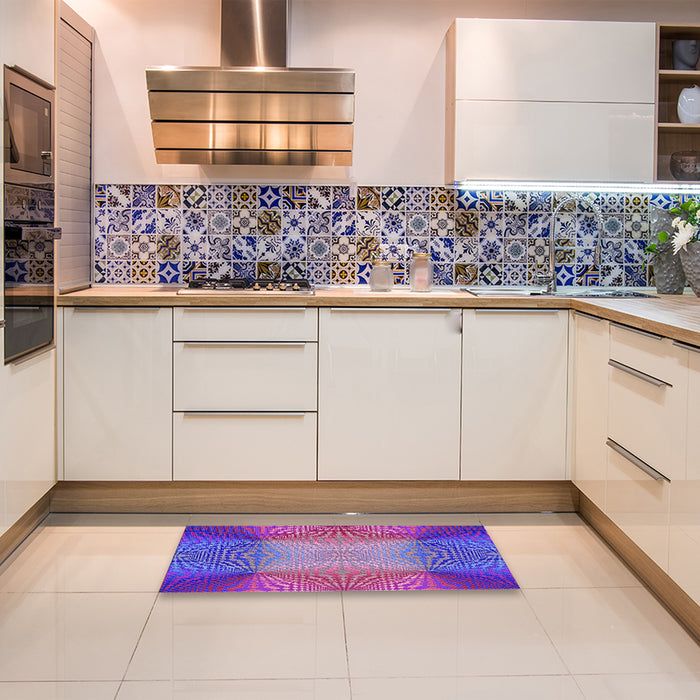 Patterned Medium Purple Rug in a Kitchen, pat2223pur