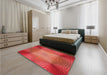 Patterned Red Rug in a Bedroom, pat2223rd