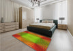 Patterned Red Rug in a Bedroom, pat2223yw