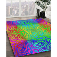 Patterned Violet Red Pink Modern Rug, pat2223