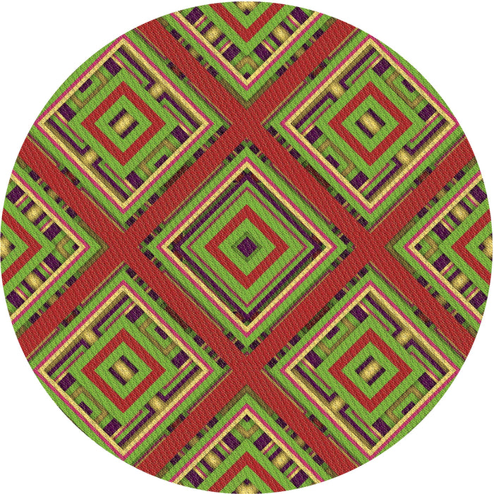 Square Patterned Pistachio Green Rug, pat2224brn