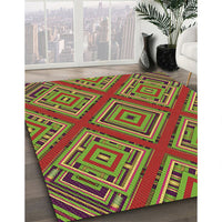 Patterned Pistachio Green Rug, pat2224brn