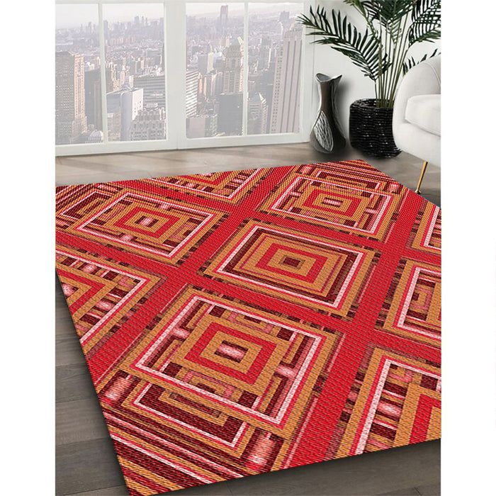 Machine Washable Transitional Bright Orange Rug in a Family Room, wshpat2224rd