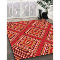 Patterned Bright Orange Rug, pat2224rd