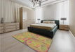 Patterned Brown Rug in a Bedroom, pat2225brn