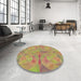 Round Patterned Brown Rug in a Office, pat2225brn