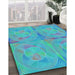 Patterned Blue Ivy Blue Rug in Family Room, pat2225lblu