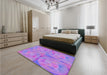 Patterned Bright Lilac Purple Rug in a Bedroom, pat2225pur