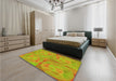 Patterned Green Rug in a Bedroom, pat2225yw