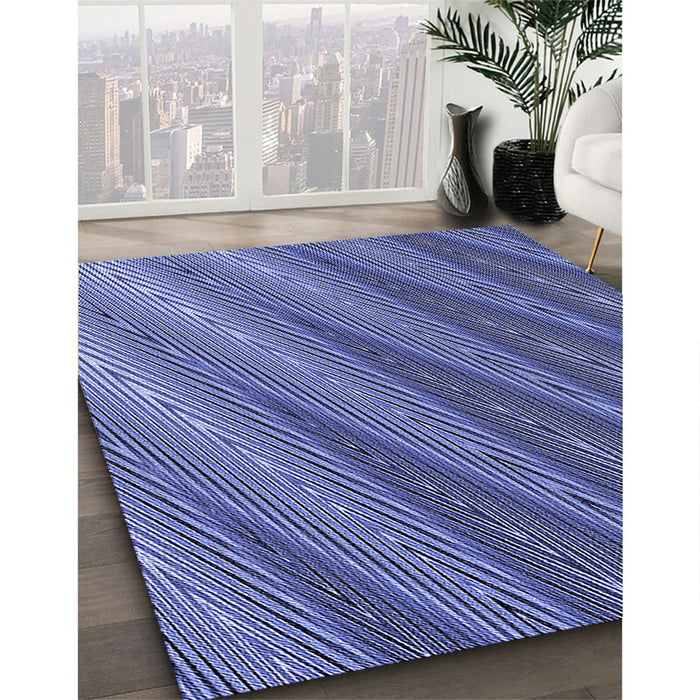 Patterned Denim Blue Rug in Family Room, pat2226blu