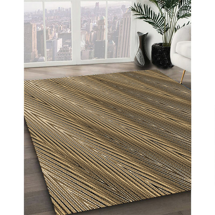 Patterned Metallic Gold Rug in Family Room, pat2226brn