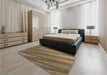 Patterned Metallic Gold Rug in a Bedroom, pat2226brn