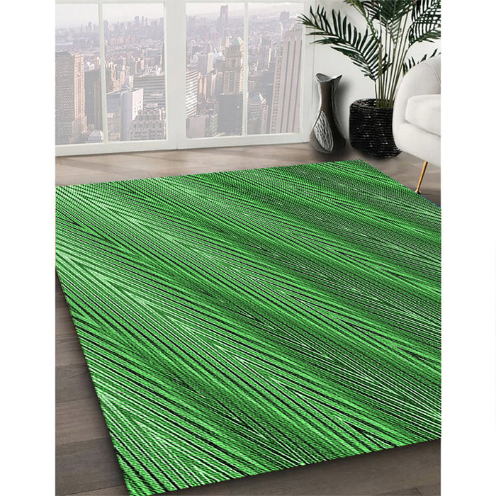 Patterned Deep Emerald Green Rug in Family Room, pat2226grn