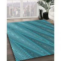Patterned Bright Turquoise Blue Rug, pat2226lblu