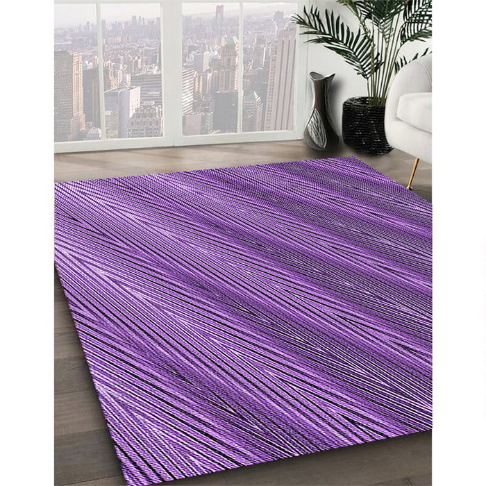 Patterned Purple Rug in Family Room, pat2226pur