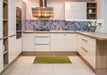 Patterned Yellow Rug in a Kitchen, pat2226yw