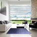 Square Patterned Night Blue Rug in a Living Room, pat2227blu