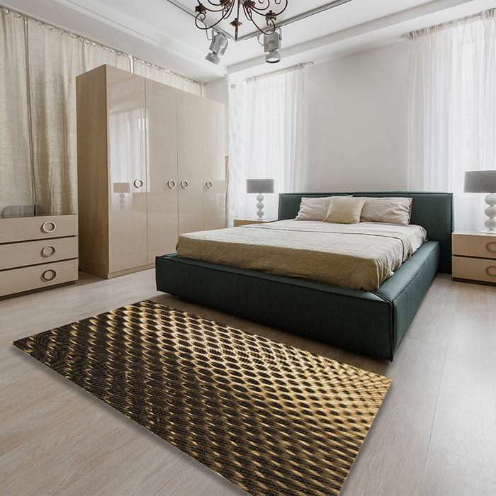 Patterned Bronze Brown Rug in a Bedroom, pat2227brn