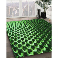 Patterned Dark Forest Green Rug, pat2227grn