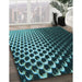 Patterned Deep Teal Green Rug in Family Room, pat2227lblu