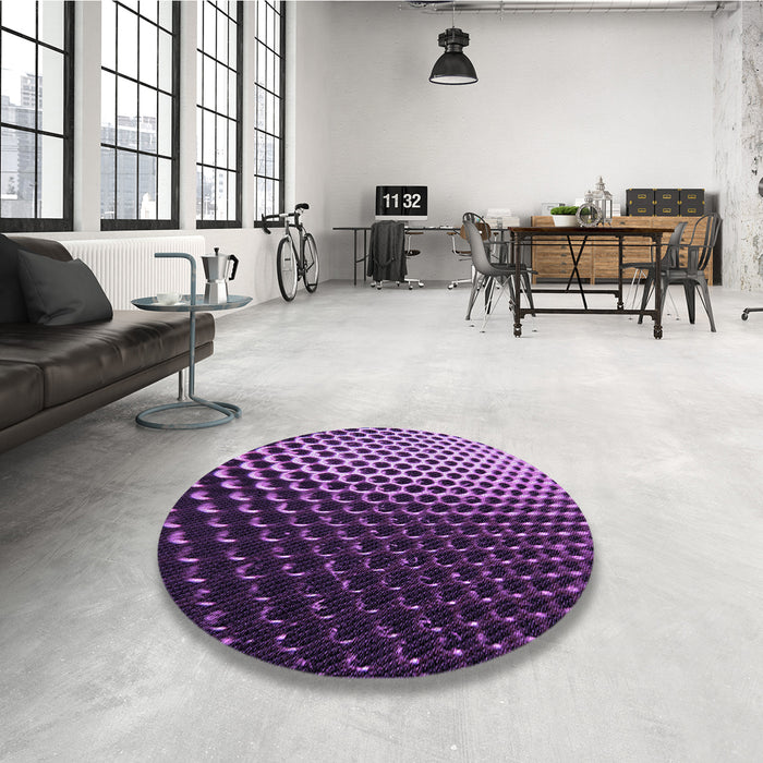 Round Patterned Purple Rug in a Office, pat2227pur