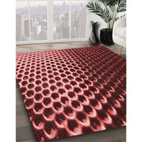 Patterned Maroon Red Rug, pat2227rd