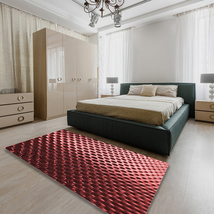 Patterned Maroon Red Rug in a Bedroom, pat2227rd