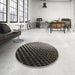 Round Patterned Mid Gray Novelty Rug in a Office, pat2227