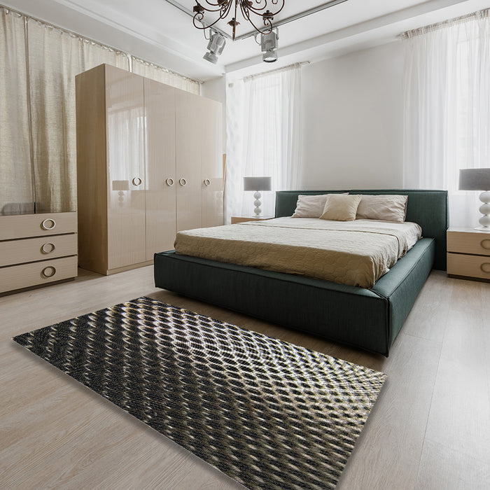 Machine Washable Transitional Midnight Gray Rug in a Bedroom, wshpat2227