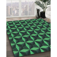 Patterned Dark Slate Grey Green Rug, pat2228grn