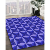 Patterned Light Slate Blue Rug, pat2228pur